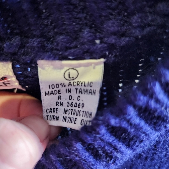 Vintage Adell Barre 80s/90s Holiday Christmas Sweater Santa Claus & Rudolph L - Picture 8 of 9